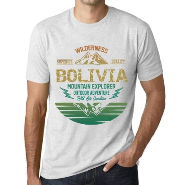 T-shirt herr Outdoor Adventure Wild Nature Mountain Explorer i Bolivia – Outdoor Adventure, Wilderness, Mountain Ljungvit