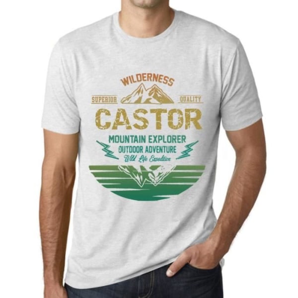 T-shirt herr Outdoor Adventure Wild Nature Beaver Mountain Explorer – Outdoor Adventure, Wilderness, Mountain Ljungvit