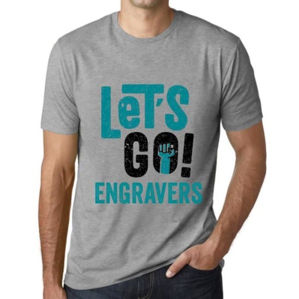 Herr T-shirt Let's Go Engravers – Vintage grå T-shirt Ljunggrå