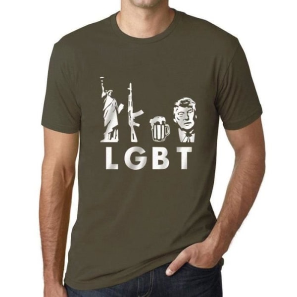 Lgbt Liberty Guns Beer T-shirt för män – Lgbt Liberty Guns Beer – Vintage T-shirt Armé XS
