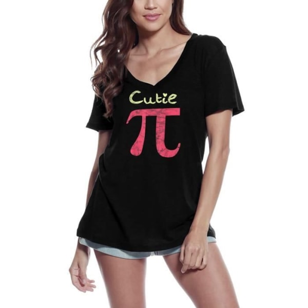 T-shirt med v-ringad dam National Pi Day - Cute Pi Number - Math Lovers - National Pi Day - Cutie Pi Number djup svart