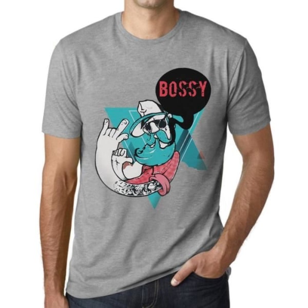 Herr T-shirt Funky Grampa Bossy T-shirt Vintage grå Ljunggrå