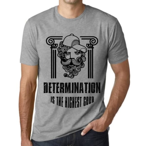 T-shirt för män Beslutsamhet är det högsta Bra – Beslutsamhet är det högsta Bra – Vintage grå T-shirt Ljunggrå