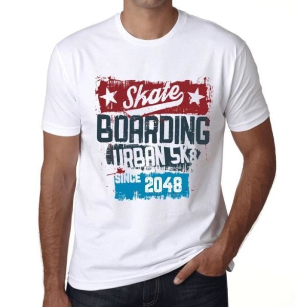 Urban Skateboard T-shirt för män sedan 2048 – Urban Skateboard sedan 2048 – Vintage T-shirt Vit