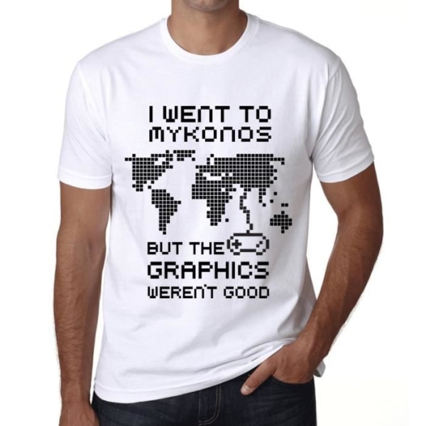 T-shirt herr Jag gick till Mykonos men grafiken var inte bra – Vit S