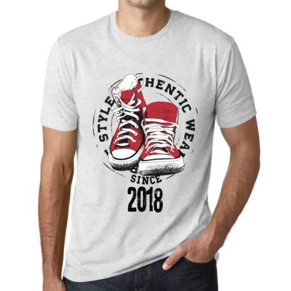 Autentisk stil för män sedan 2018 – Autentisk stil sedan 2018 – 5 års T-shirtpresent 5-årsdag Vintageår Ljungvit XXL