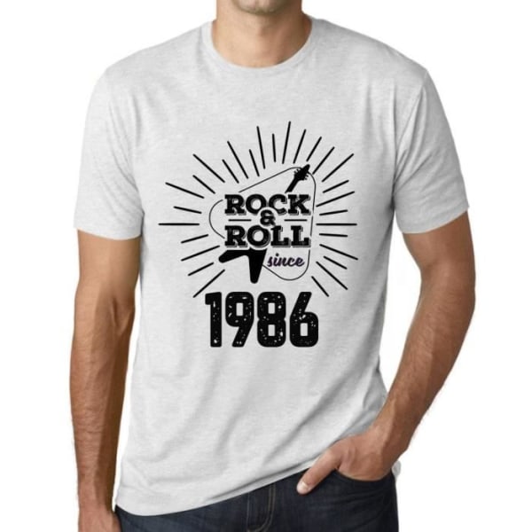 T-shirt för gitarr och rock &amp; roll för män sedan 1986 – Guitar And Rock &amp; Roll sedan 1986 – 37-års present-T-shirt för 37 år Ljungvit