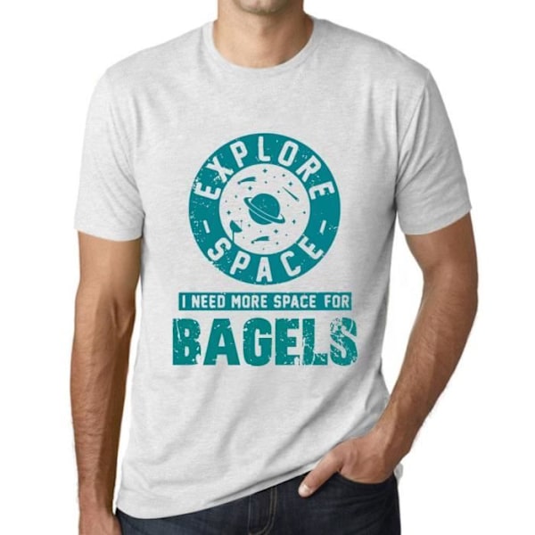 T-shirt herr Utforska rymden Jag behöver mer utrymme för bagels – Utforska rymden Jag behöver mer plats för bagels – Ljungvit M