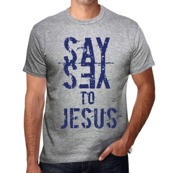 T-shirt herr Say Yes To Jesus – Say Yes To Jesus – Vintage grå T-shirt Ljunggrå