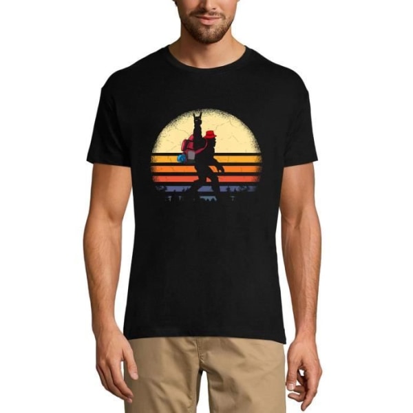 Bigfoot Hiking Mountain Hiker T-shirt för män – Bigfoot Hiking Mountain Hiker – Vintage svart T-shirt djup svart