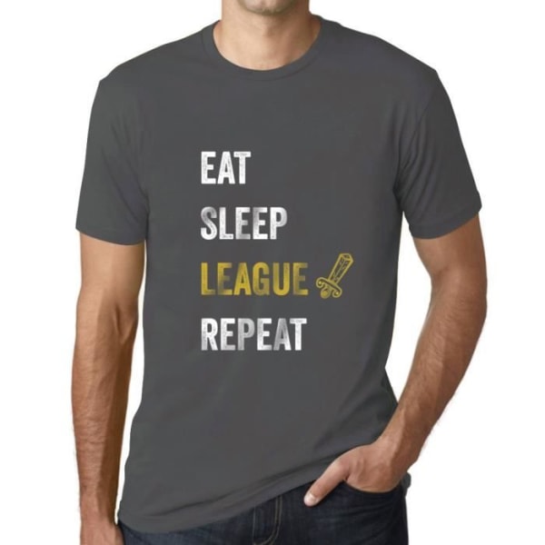 T-shirt herr Eat Sleep League Gamer Gaming Rolig Esports T-shirt Vintage grå Mus grå