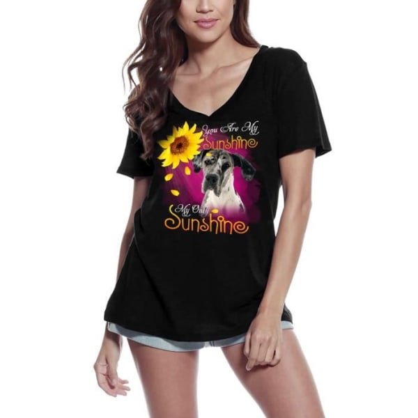 T-shirt med v-ringad dam My Only Ray of Sunshine - Great Dane – My Only Sunshine - Great Dane – Vintage svart T-shirt djup svart XL