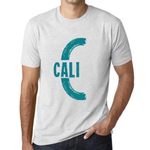 Cali T-shirt för män Vintage vit T-shirt Ljungvit