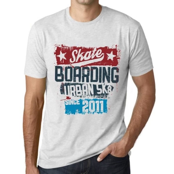 Urban Skateboard T-shirt för män sedan 2011 – Urban Skateboard sedan 2011 – 12 års T-shirt present 12-årsdagen Vintage Year Ljungvit XL