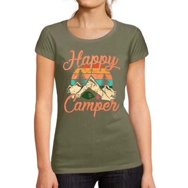 Happy Camper T-shirt för kvinnor – Happy Camper – Vintage T-shirt Kaki