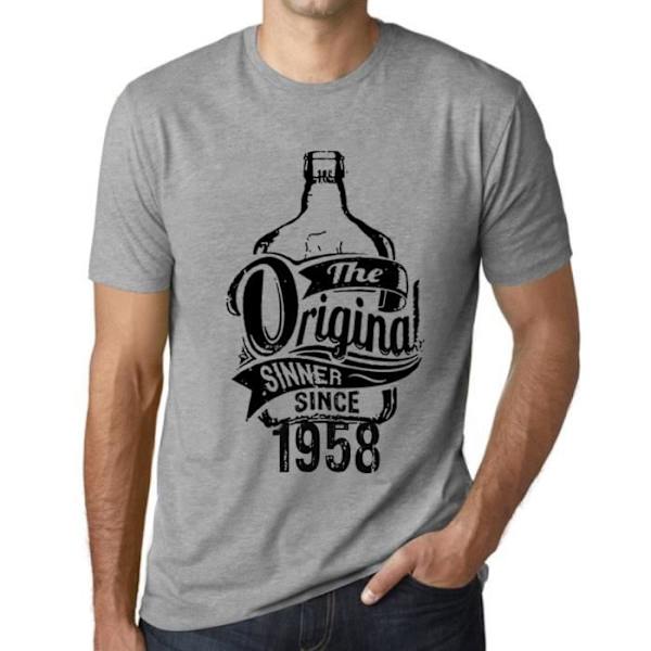 T-shirt herr The Original Sinner Since 1958 – The Original Sinner Since 1958 – 65 Years Vintage 65th Birthday Gift T-shirt Ljunggrå XXL