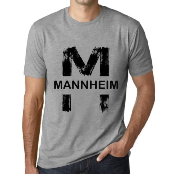 T-shirt - ULTRABASIC - Mannheim - Vintage - 100% Bomull - Kortärmad - Grå Melange Ljunggrå XS