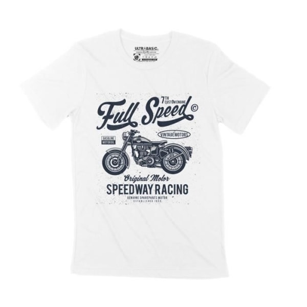 Full hastighet motorcykel T-shirt för män - Original Motor - Full Speed Motorcykel - Original Motor - Vintage T-shirt Vit