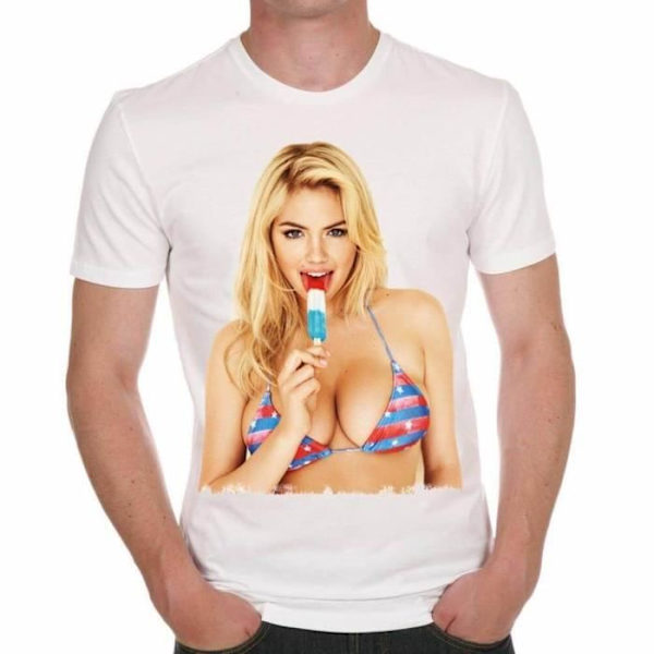 T-shirt - ULTRABASIC - Kate Upton - 100% Bomull - Korta Ärmar - Bekväm och Ekologisk Vit XXXL