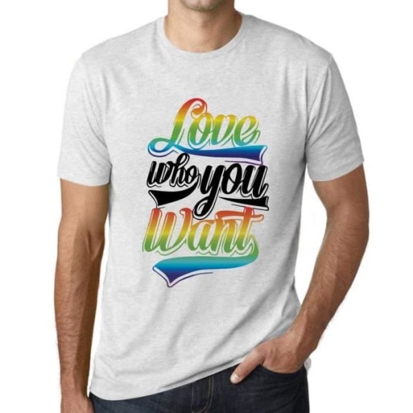 Lgbt-tröja för män: Älska vem du vill – Lgbt-älska vem du vill – Vintage vit t-shirt Ljungvit