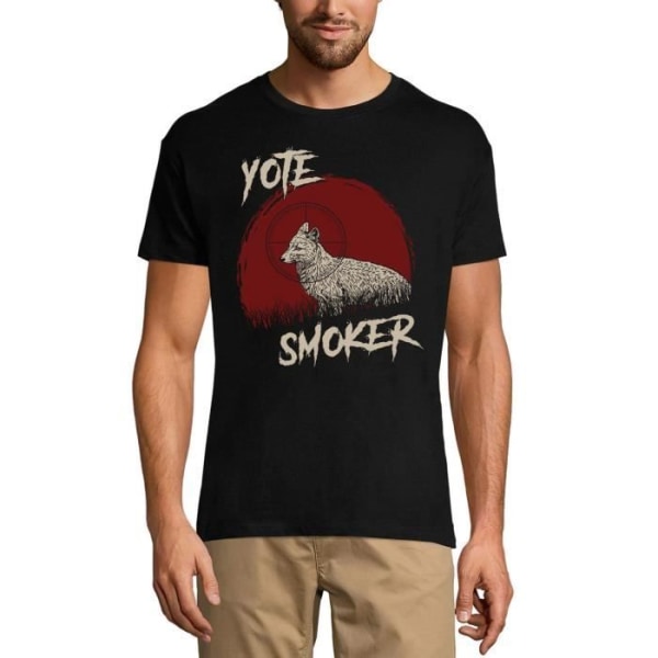 Yote Smoker Hunting T-shirt för män – Yote Smoker Hunting – Vintage svart T-shirt djup svart
