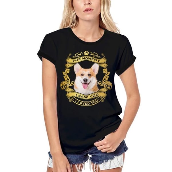 Ekologisk T-shirt dam Pembroke Welsh Corgi Dog - Moment I Saw You I Loved You Valp – Pembroke Welsh Corgi Dog - Moment I Saw You I djup svart XL