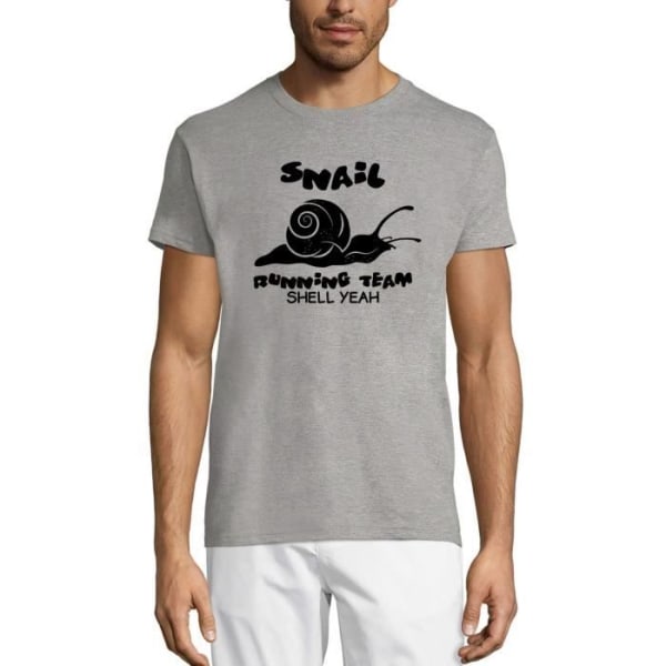T-shirt herr Snigellöpare Team Shell Yeah Runner – Snail Running Team Shell Yeah Runner – Vintage grå T-shirt Ljunggrå