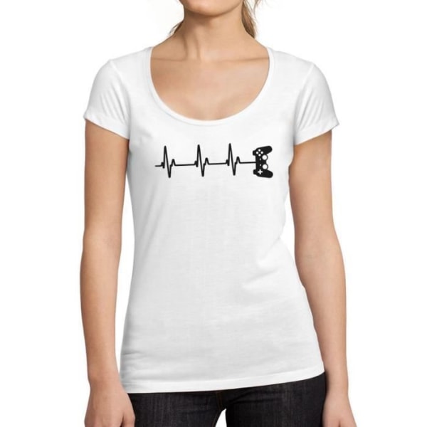 T-shirt för kvinnor Heartbeat of a Funny Game Controller – Gamer Controller Heartbeat Funny Gaming – Vintage T-shirt Vit