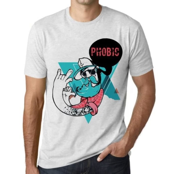 Funky Grampa Phobic T-shirt herr – Funky Grampa Phobic – Vintage vit T-shirt Ljungvit