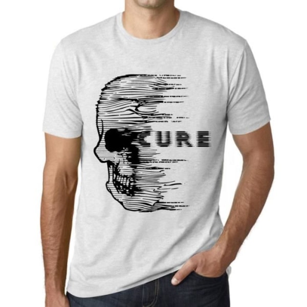 T-shirt för ångestbot för män – Ångestdödskallekur – Vintagevit T-shirt Ljungvit
