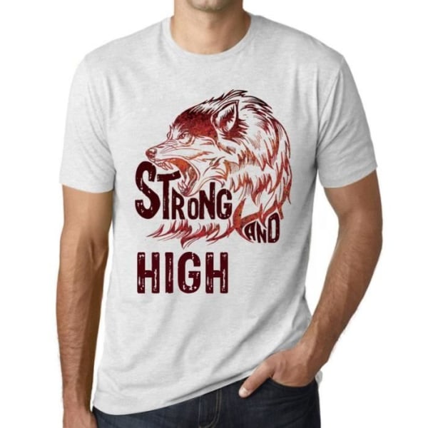 Strong Wolf And High T-shirt för män – Strong Wolf And High – Vit vintage T-shirt Ljungvit