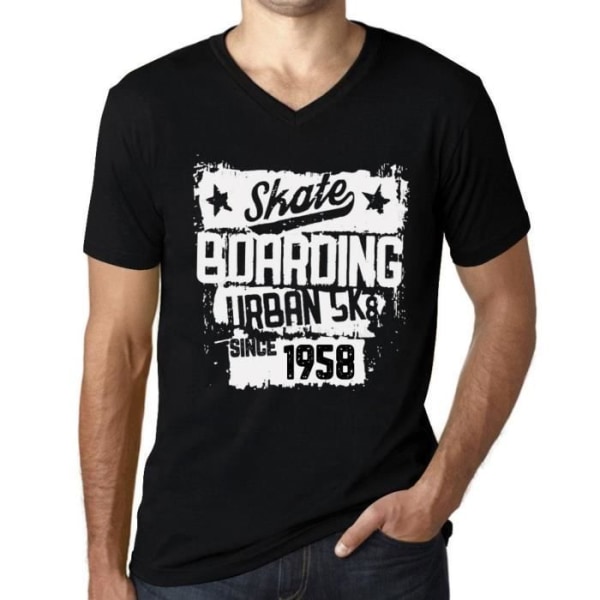 T-shirt med v-ringad herr Urban Skateboard sedan 1958 – Urban Skateboard sedan 1958 – 65 år Vintage T-shirt för 65-årspresent djup svart
