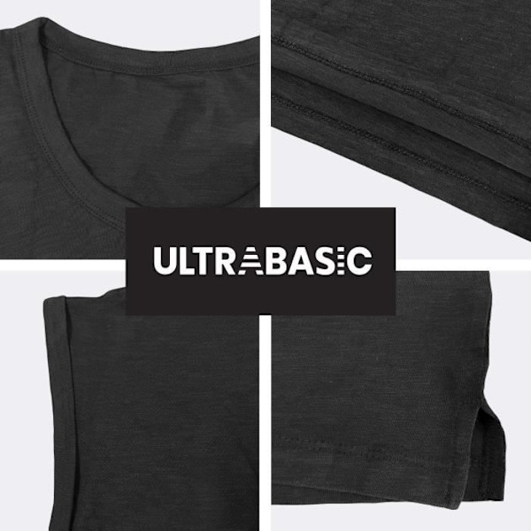 T-shirt Kvinna - ULTRABASIC - Yorkshire Terrier - 100% Ekologisk Bomull - Kortärmad - Rund Halsringning djup svart jag