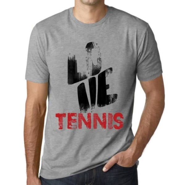 T-shirt herr I Love Tennis – Love Tennis – Vintage grå T-shirt Ljunggrå