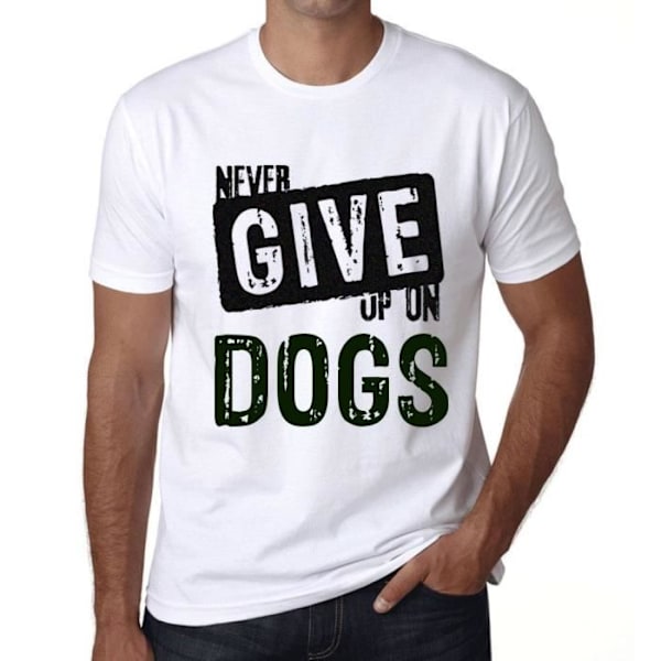 T-shirt herr Ge aldrig upp hundar – Ge aldrig upp hundar – Vintage T-shirt Vit M