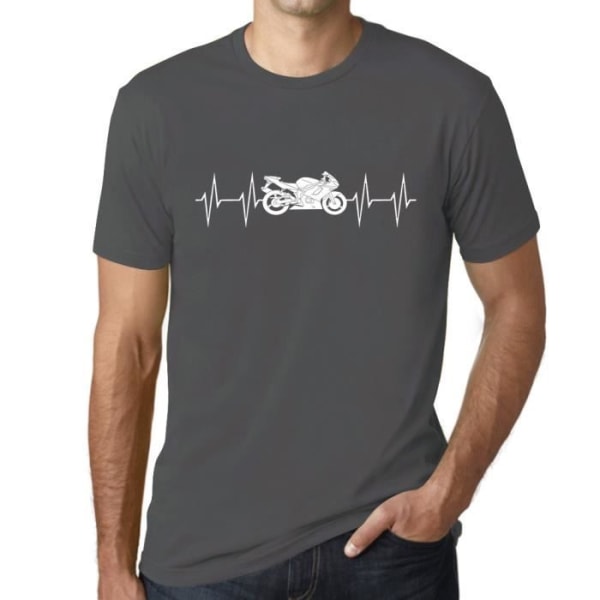 Motorcykel Heartbeat T-shirt för män – Motorcykel Heartbeat – Vintage grå T-shirt Mus grå