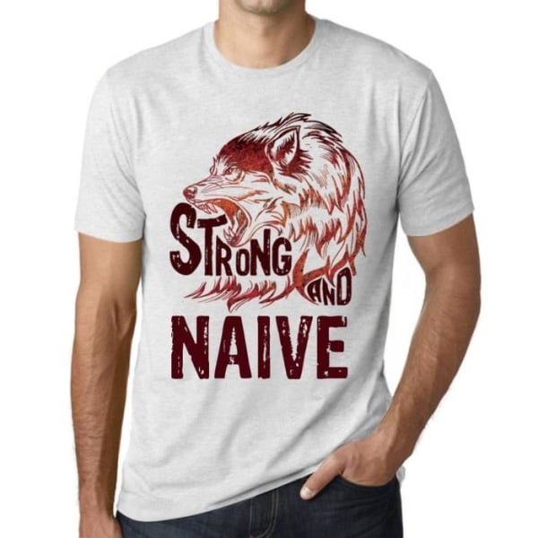Strong and Naive Wolf T-shirt för män – Strong Wolf And Naive – Vintage vit T-shirt Ljungvit