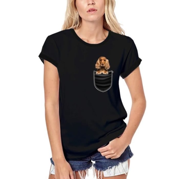Ekologisk T-shirt dam En engelsk cockerspaniel i fickan – engelsk cockerspaniel i fickan – vintage svart t-shirt djup svart