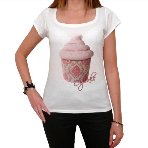 Jätte Sweet Pink Sugar Cake T-shirt för kvinnor – Sweet Pink Sugar Jumbo Cupcake – Vintage T-shirt Vit S