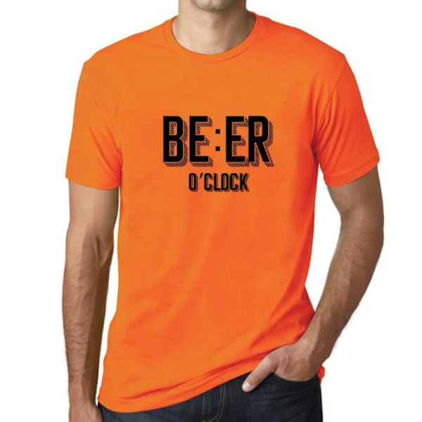 Beer O'Clock T-shirt för män – Beer O'Clock – Vintage T-shirt Orange XXXL