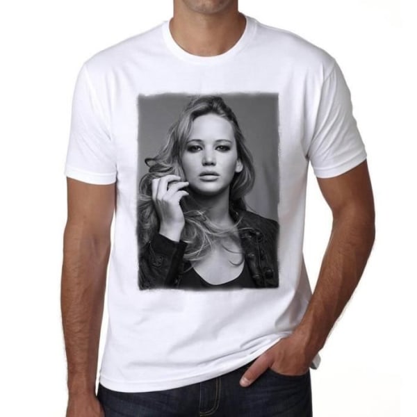 T-shirt - ULTRABASIC - Jennifer Lawrence - 100% Bomull - Kortärmad - Bekväm och Ekologisk Vit XXXL