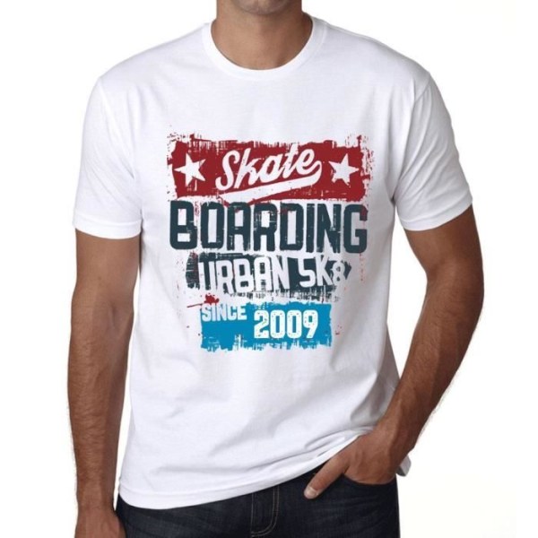 Urban Skateboard T-shirt för män sedan 2009 – Urban Skateboard sedan 2009 – 14 års T-shirt present 14-årsdagen Vintage Year Vit