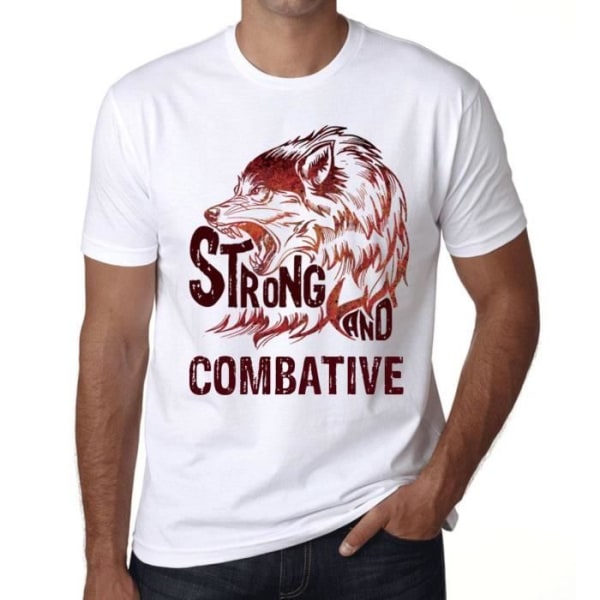 Strong and Combative Wolf T-shirt för män – Strong Wolf And Combative – Vintage T-shirt Vit M