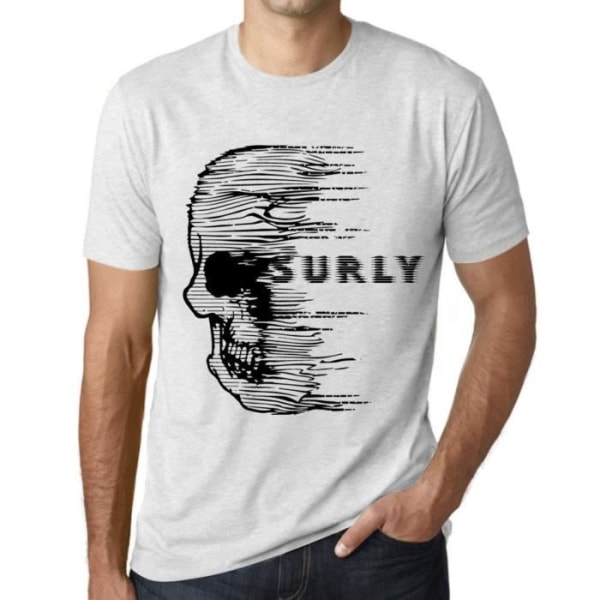 Snarling ångest Skull T-shirt för män – Anxiety Skull Surly – Vintage vit T-shirt Ljungvit