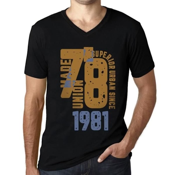T-shirt med v-ringad herr Överlägsen urban stil sedan 1981 – överlägsen urban stil sedan 1981 – 42 år 42:a present T-shirt djup svart XXL