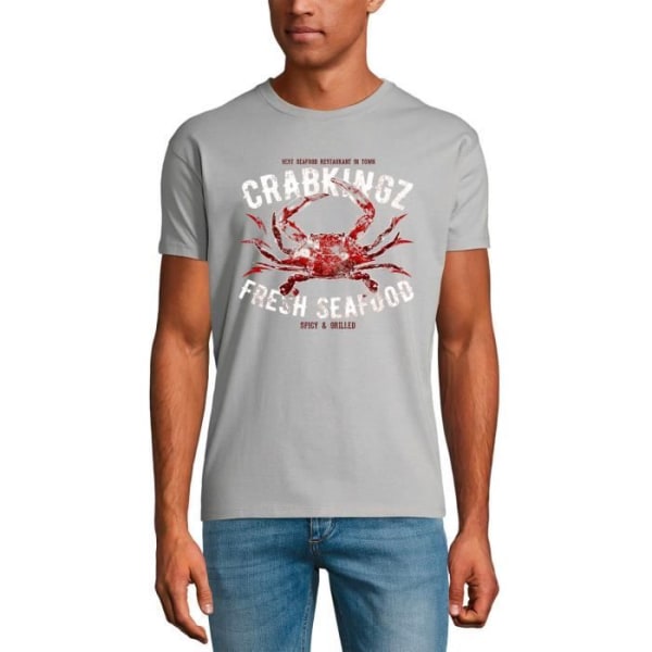 Herr T-shirt Crab Kingz - Seafodd T-shirt Vintage grå rent grått