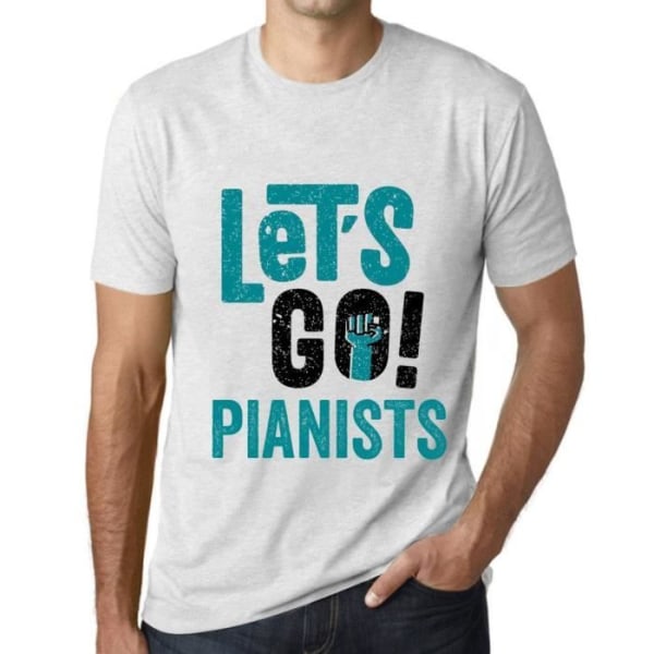 T-shirt herr Allez Les Pianistes – Let's Go Pianists – Vintage vit T-shirt Ljungvit XXXXL