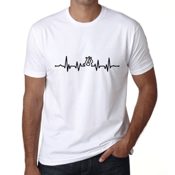 T-shirt herr Bitcoin Heartbeat Btc Hodl Crypto Vintage T-shirt Vit