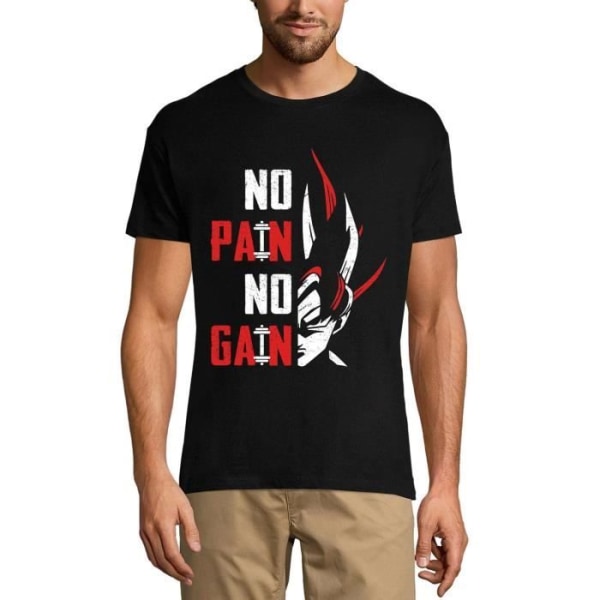 Gym T-shirt för män No Pain No Gain - Sayian Workout T-shirt Vintage Svart djup svart