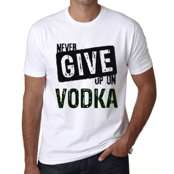 T-shirt herr Ge aldrig upp Vodka – Ge aldrig upp Vodka – Vintage T-shirt Vit XXXL
